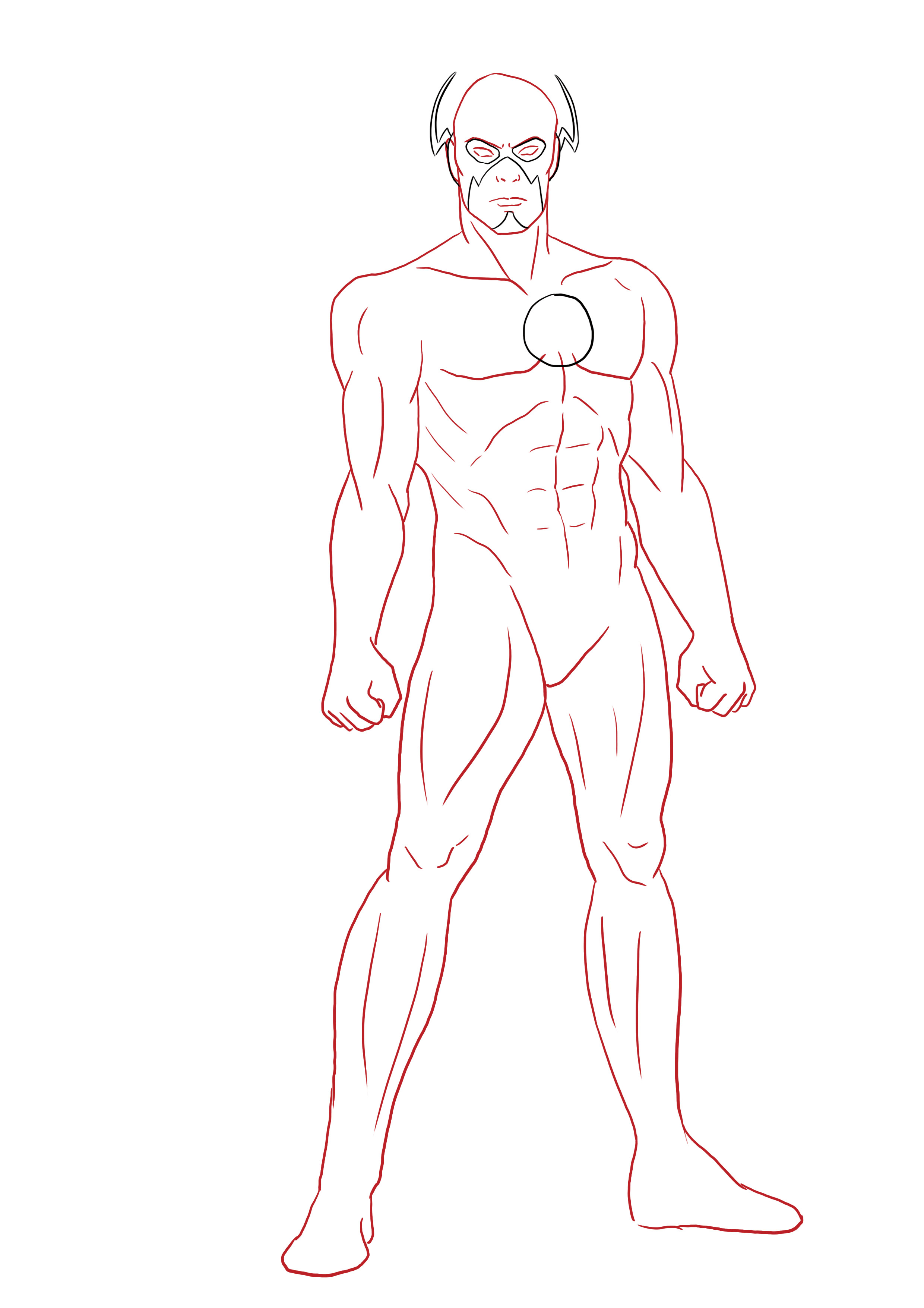 dessiner un super héros : flash étape 1