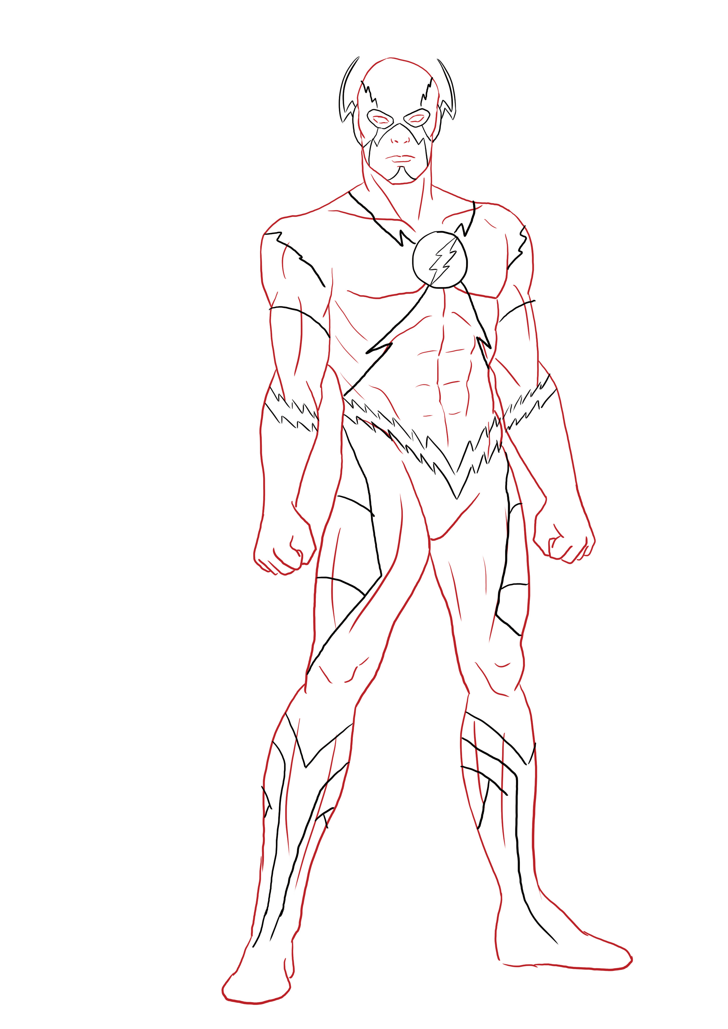 dessiner un super héros : flash étape 3