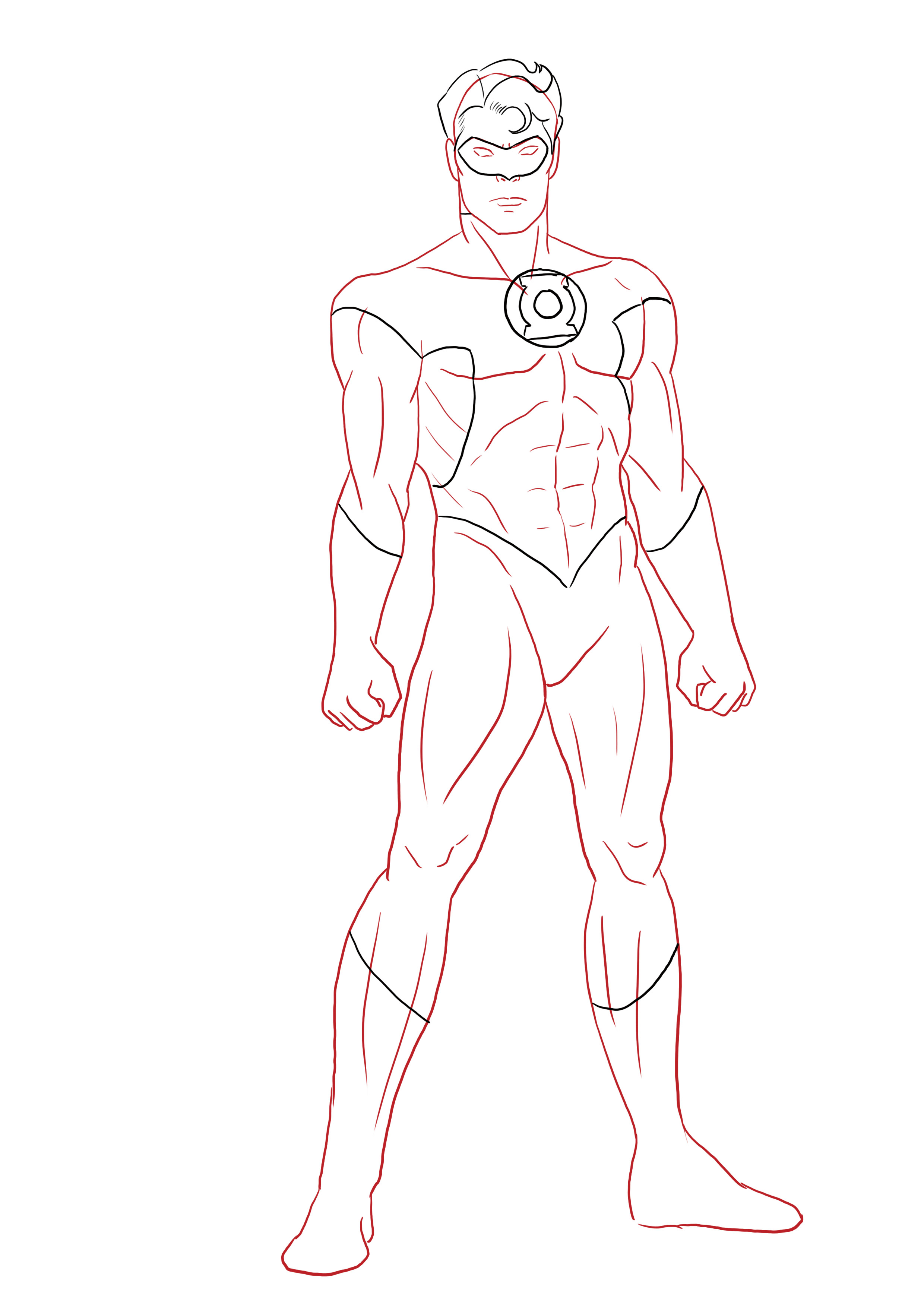 dessiner un super héros : green lantern étape 2