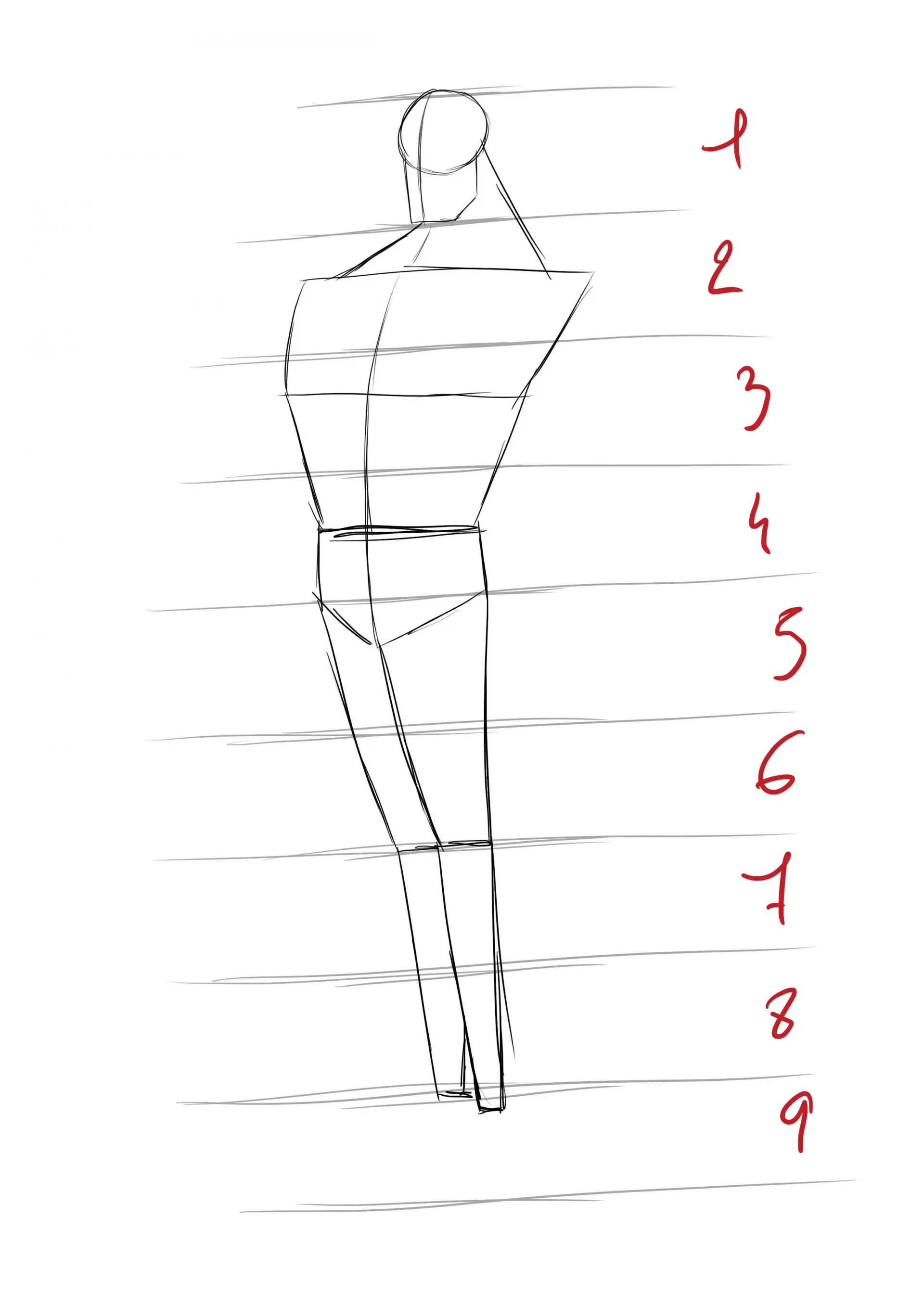 die Basis der Zeichnung mit den Beinen von Superman