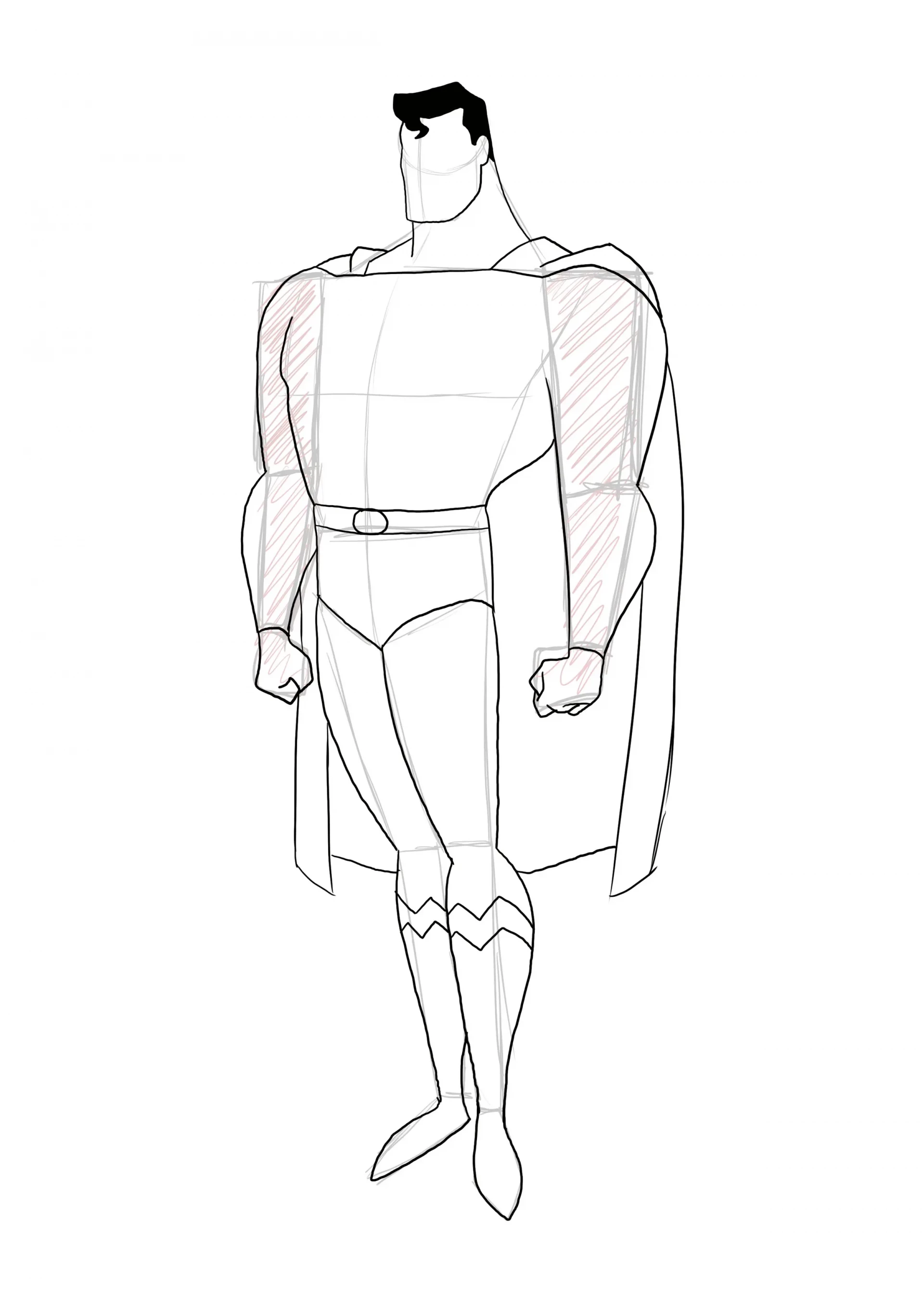 Supermans Haare zeichnen