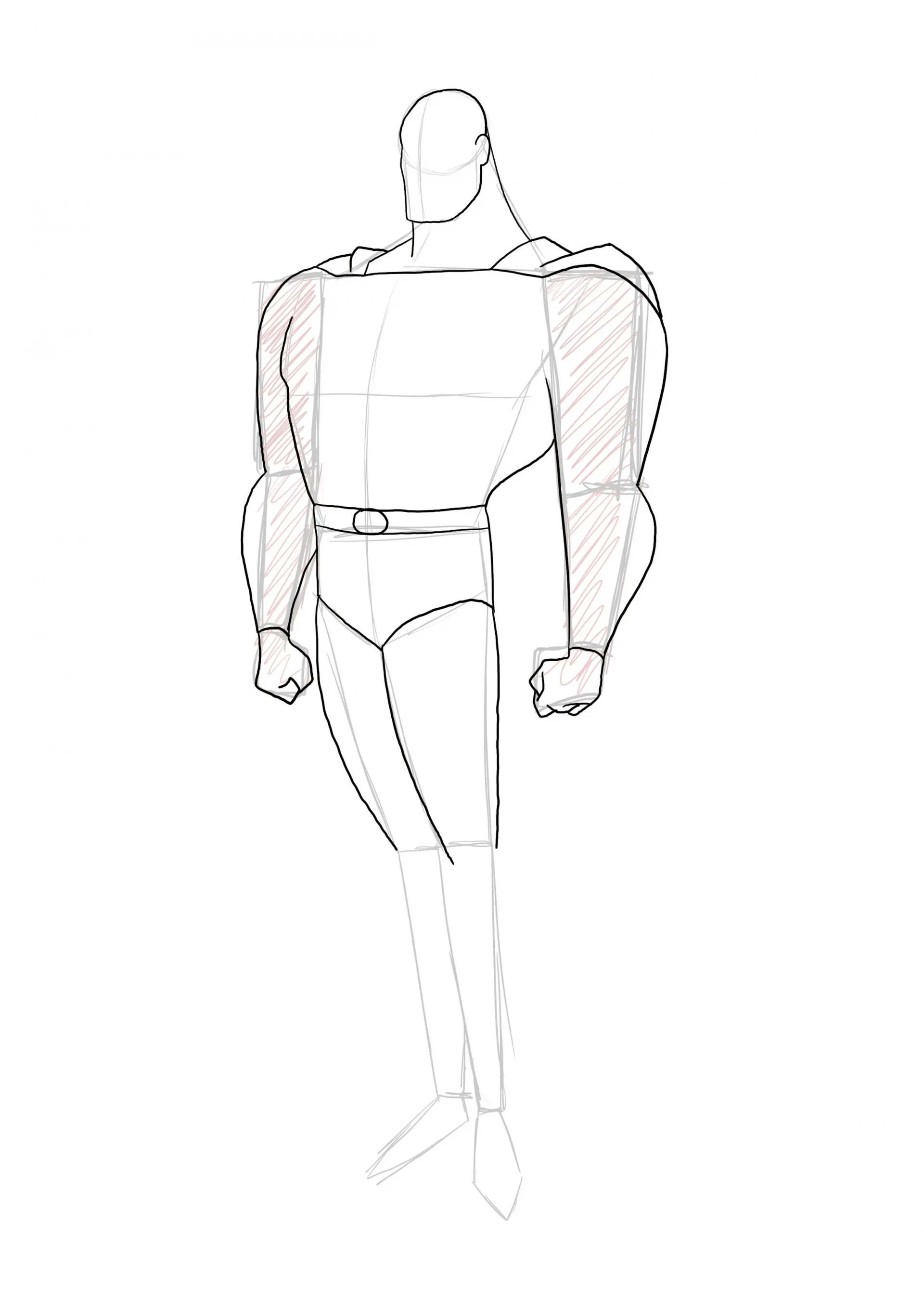 die Endbearbeitung von Supermans Händen zeichnen