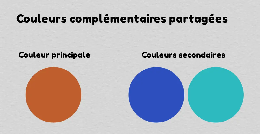 l’agencement des couleurs complémentaires partagées en dessin