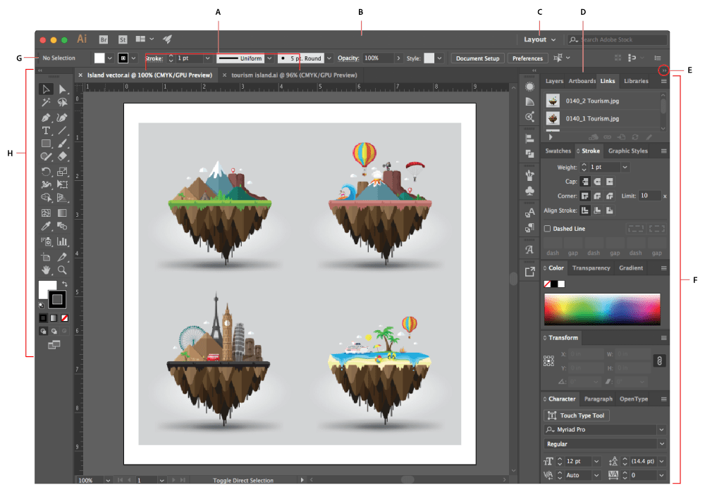 interface du logiciel Illustrator