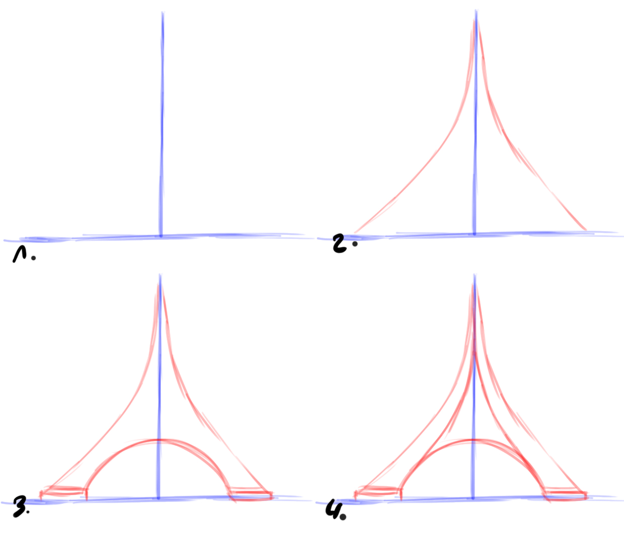 dessiner la Tour Eiffel étape 1