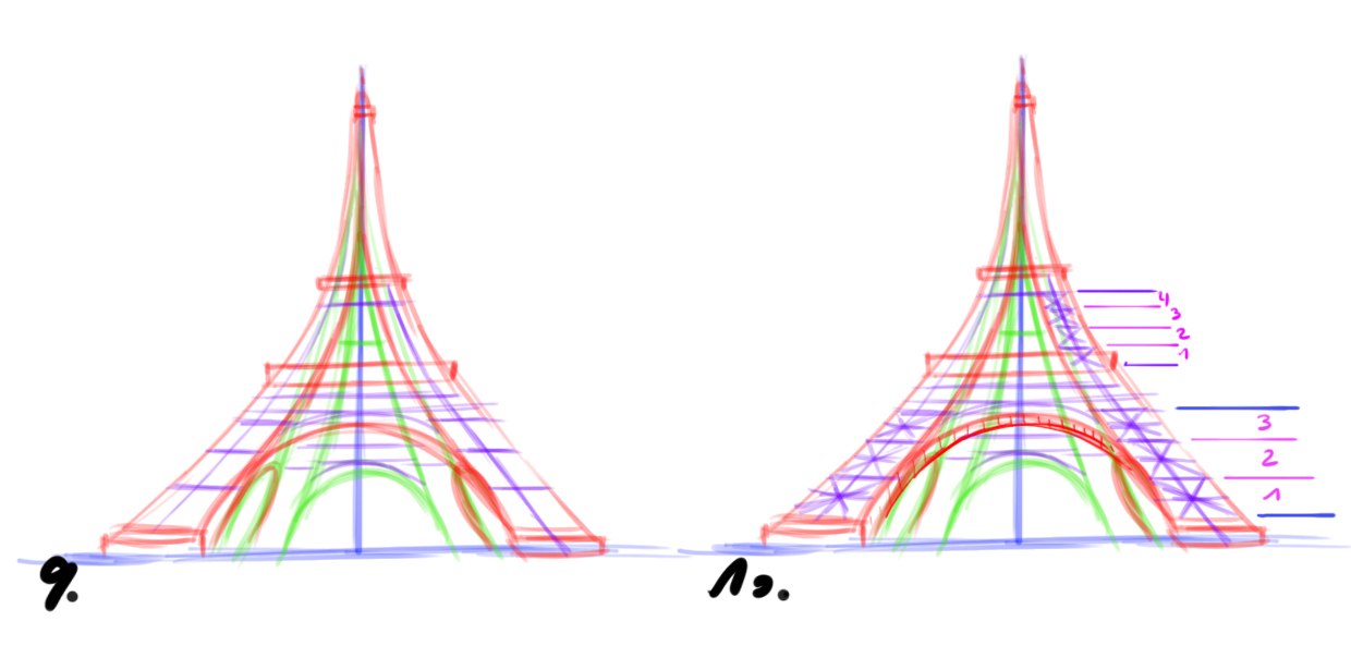 dessiner la Tour Eiffel étape 3