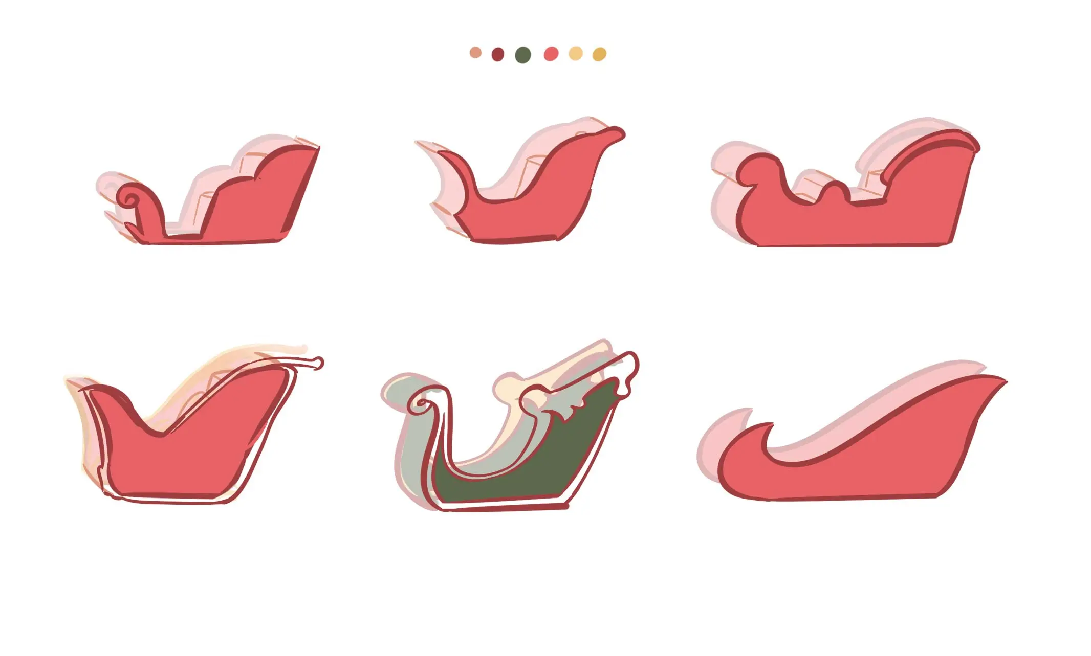 croquis de l'arrière du traîneau de noël