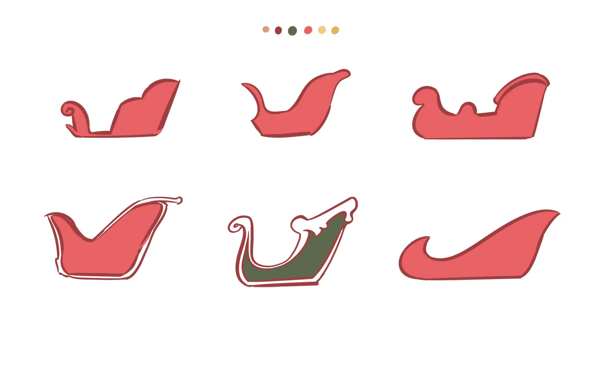 croquis de la forme du traîneau de noël