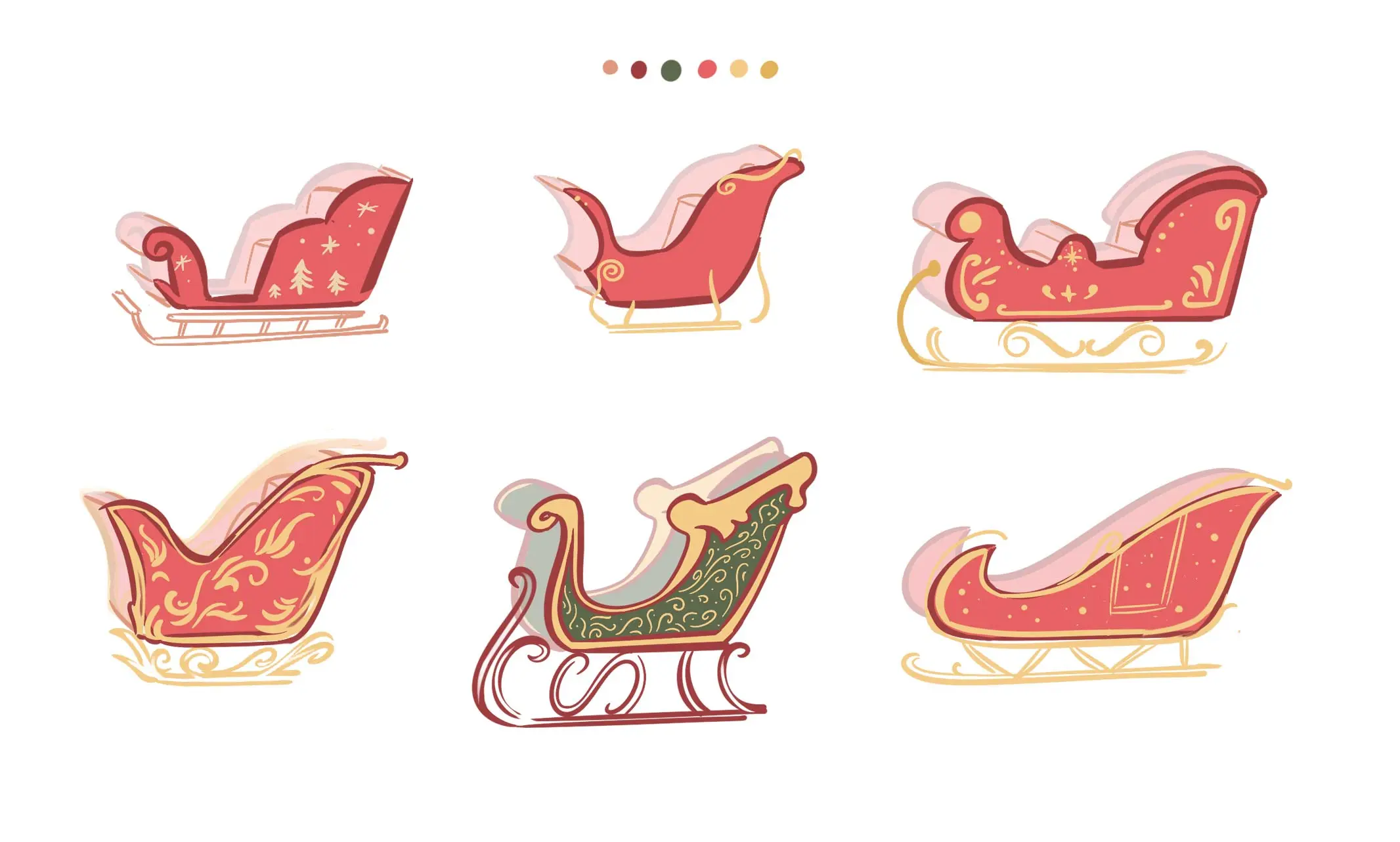 croquis du traîneau de noël