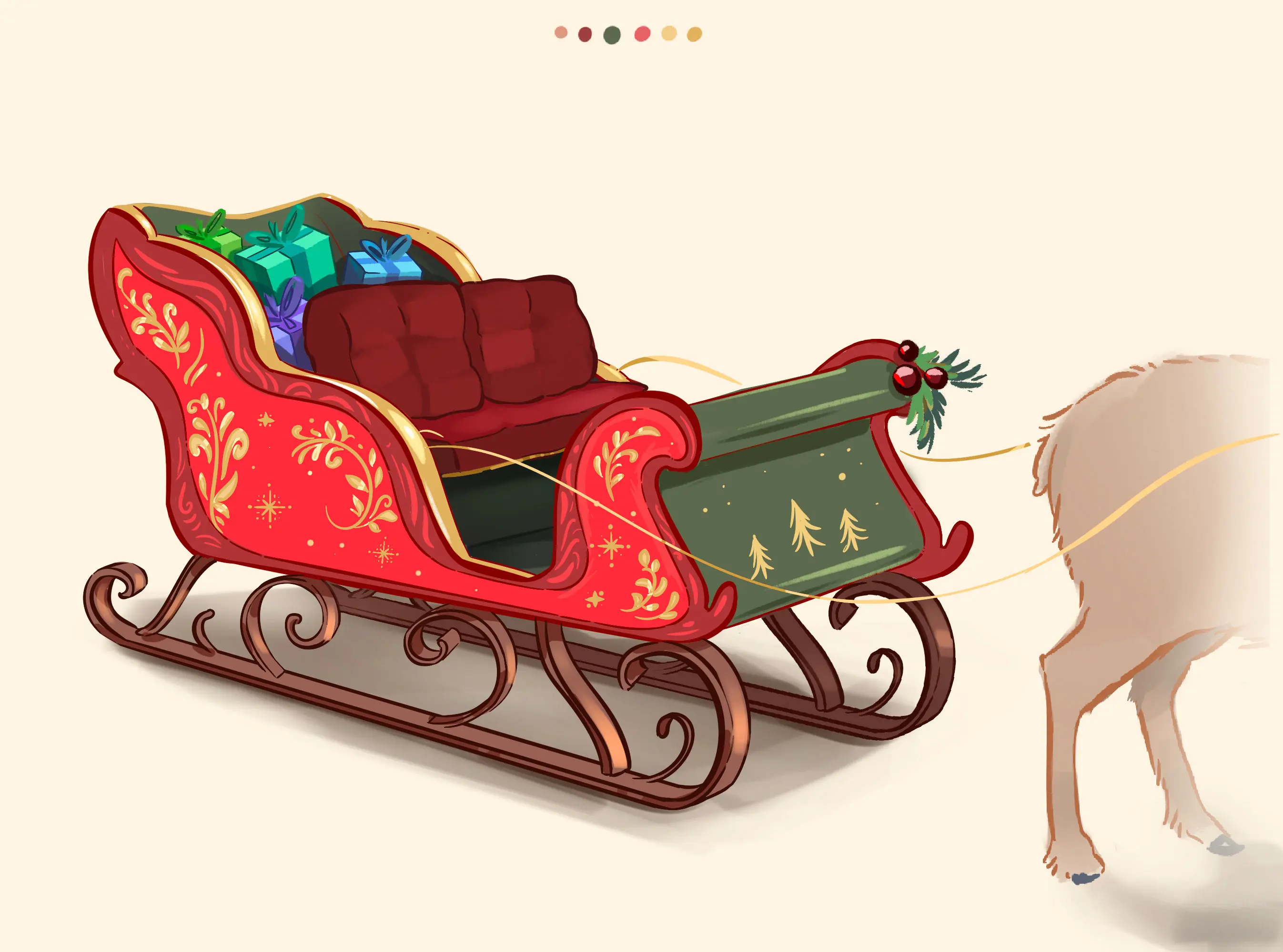 dessin des cadeaux du traîneau de noël