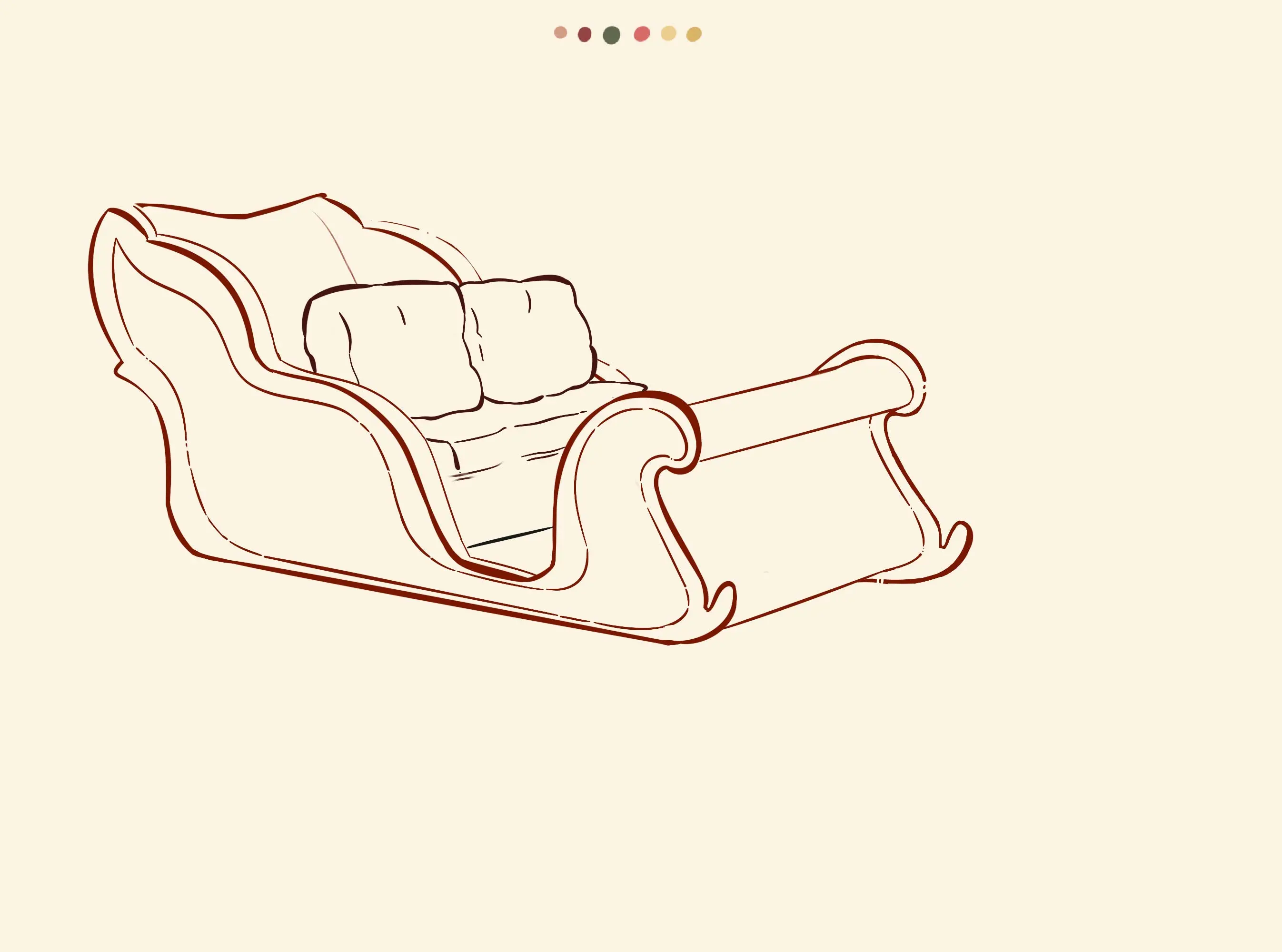 dessin des coussins du traîneau de noël