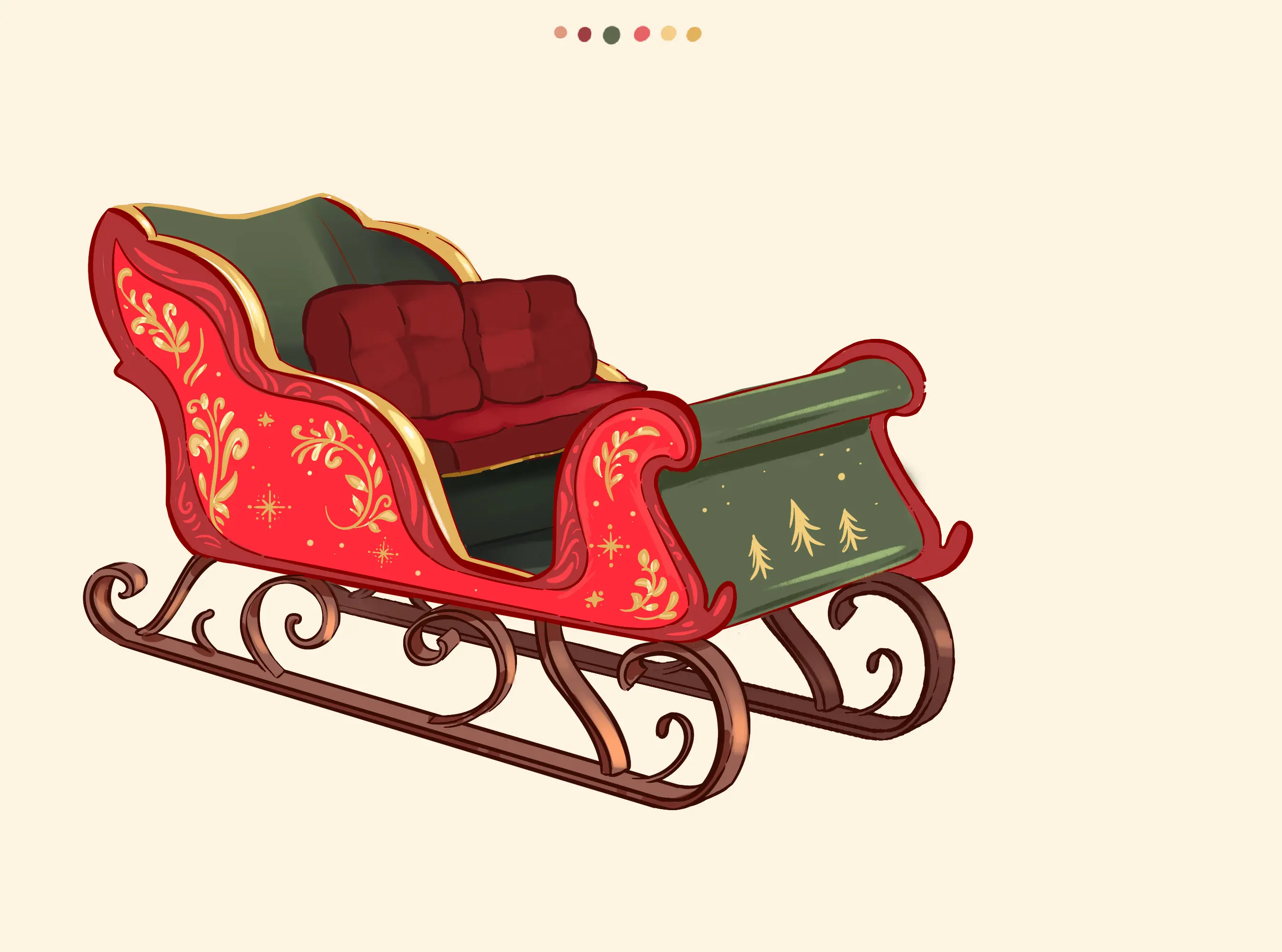 dessin des détails du traîneau de noël