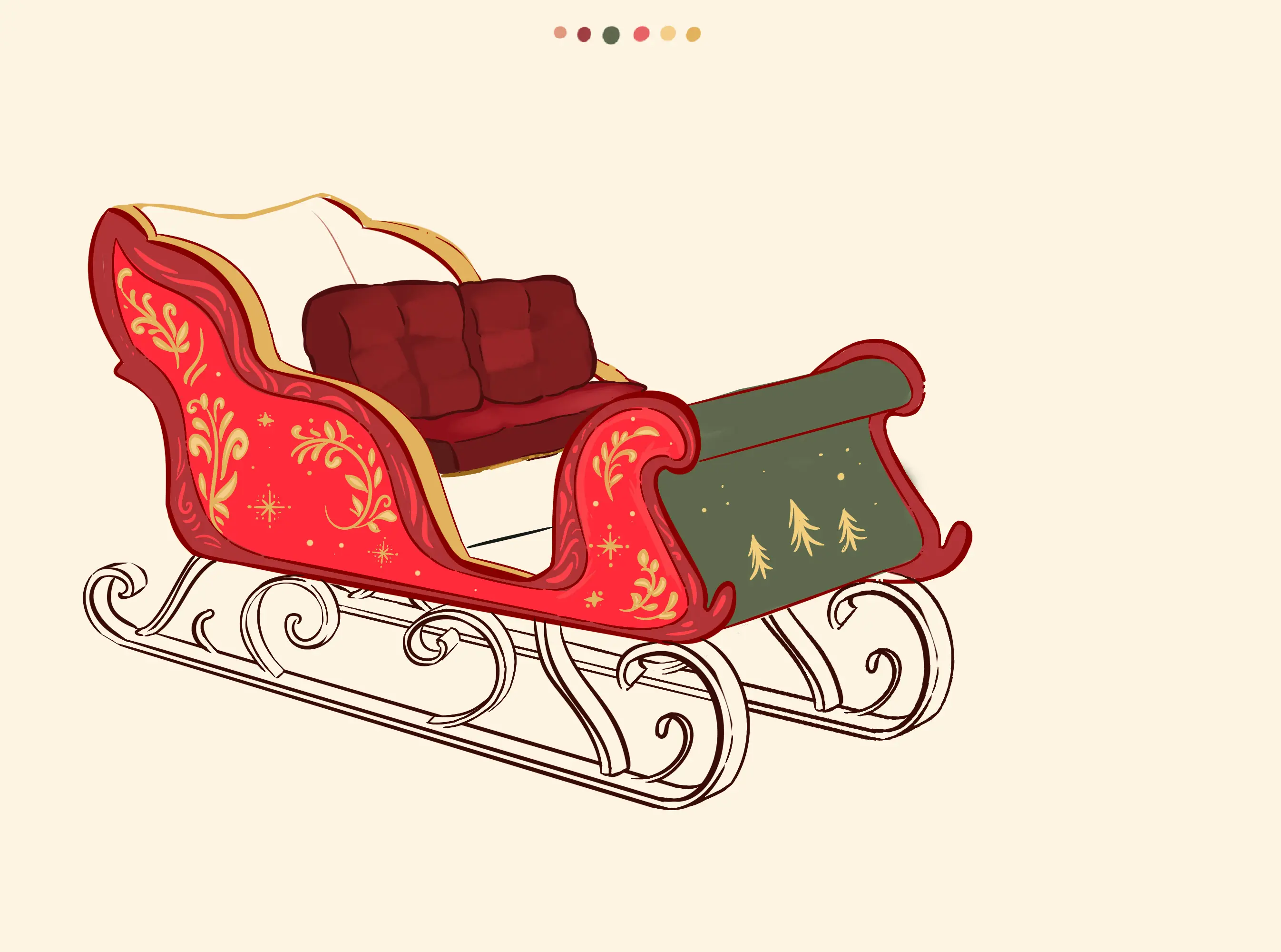 dessin des lumières du traîneau de noël