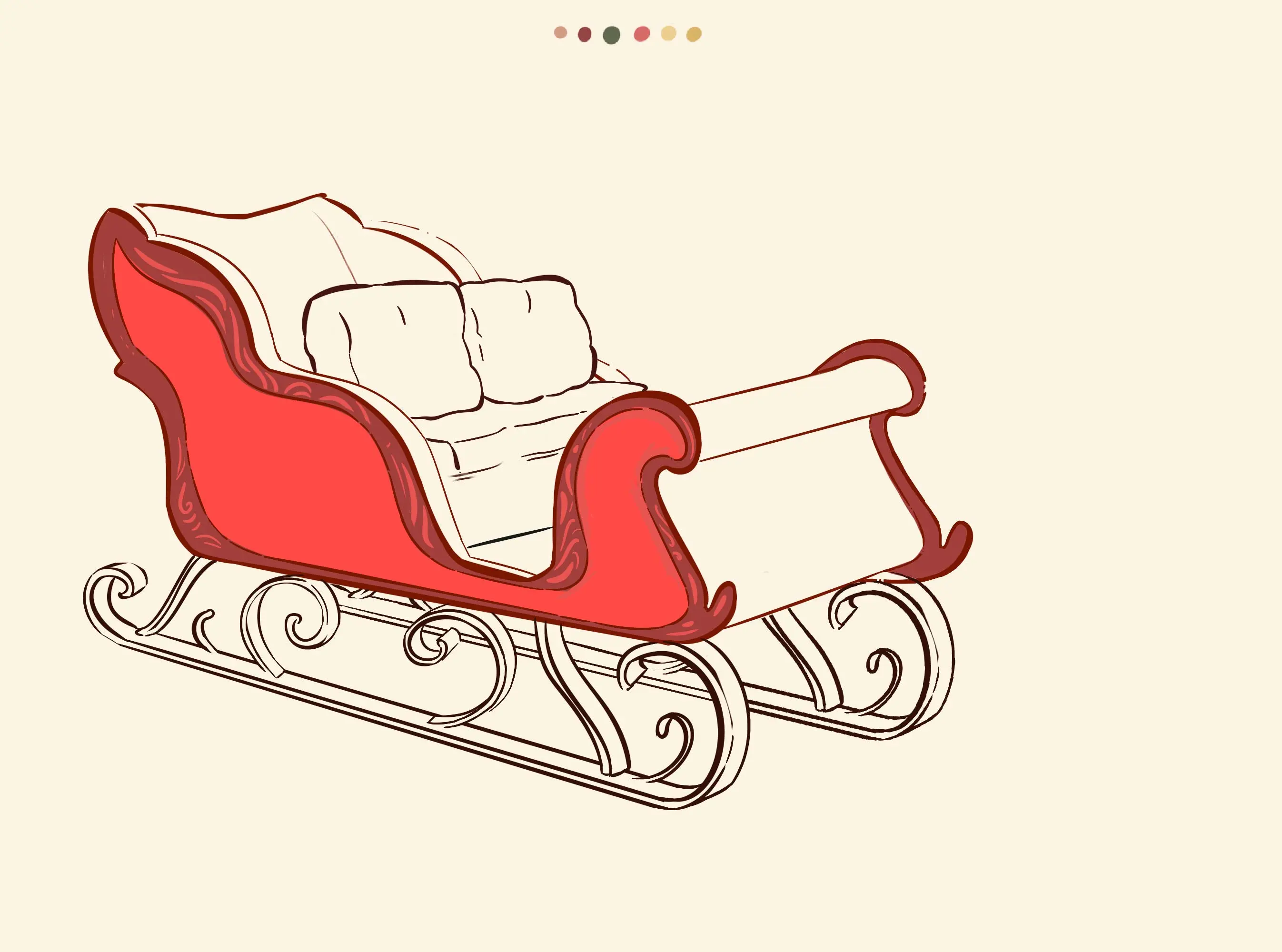 dessin des motifs du traîneau de noël