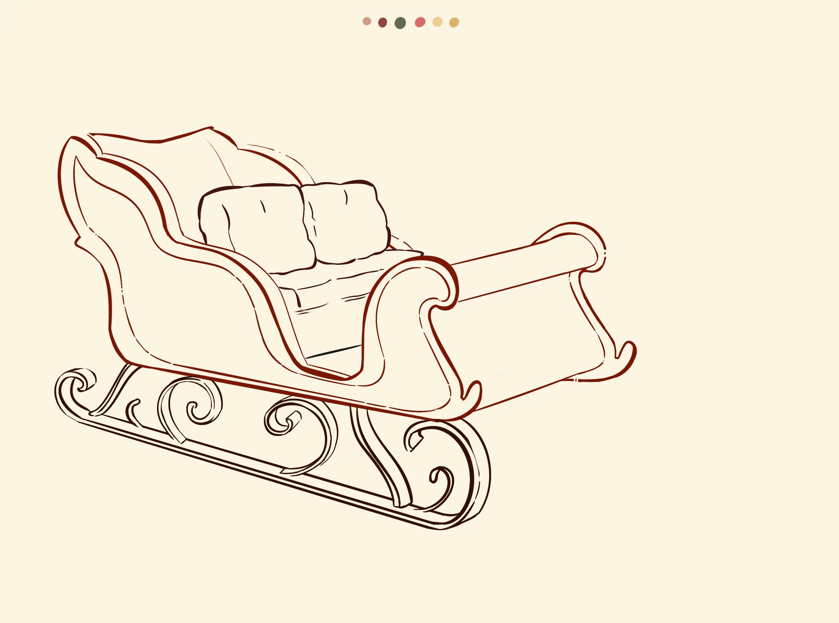 dessin des ornements du traîneau de noël