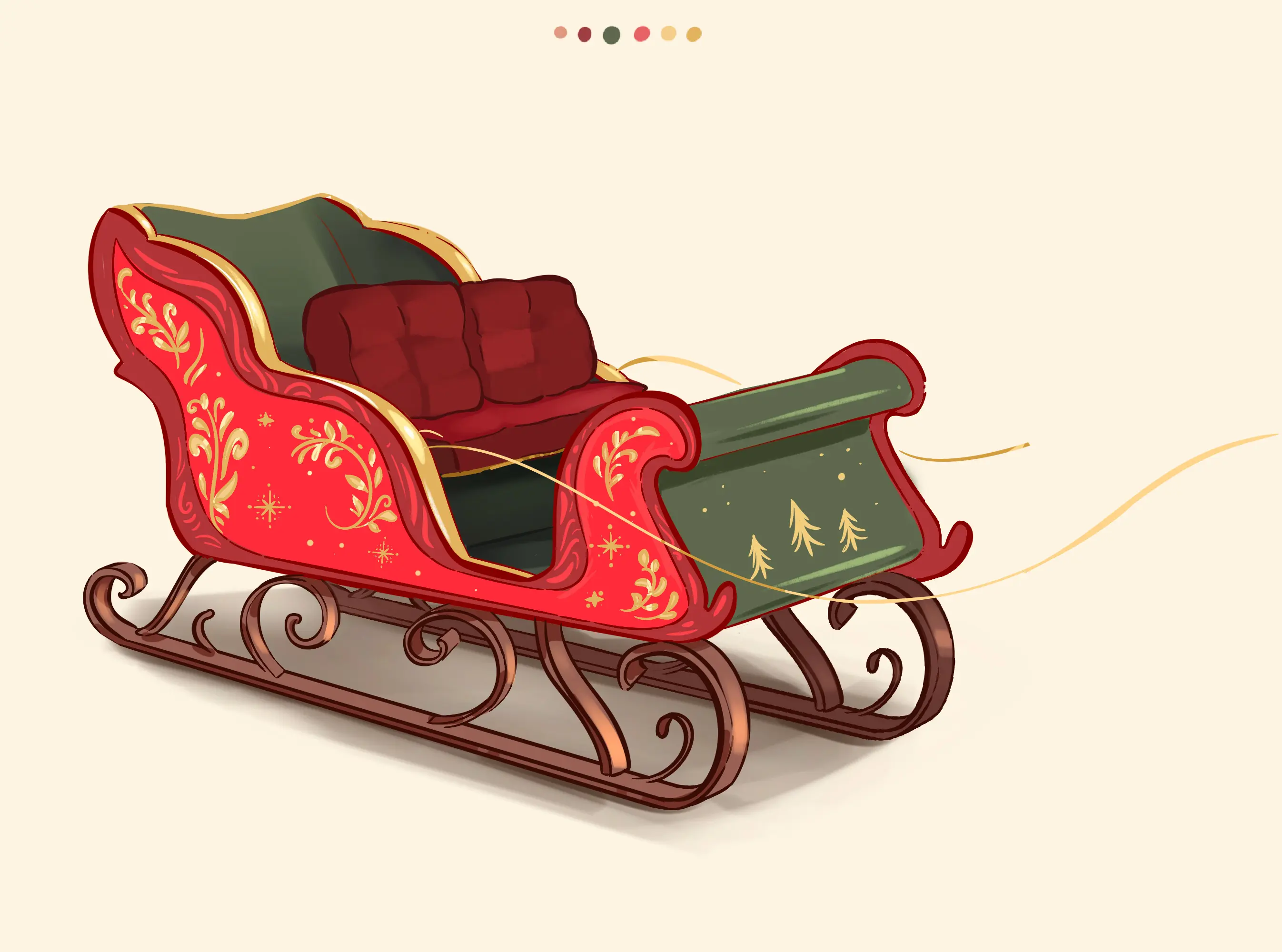 dessin des rênes du traîneau de noël