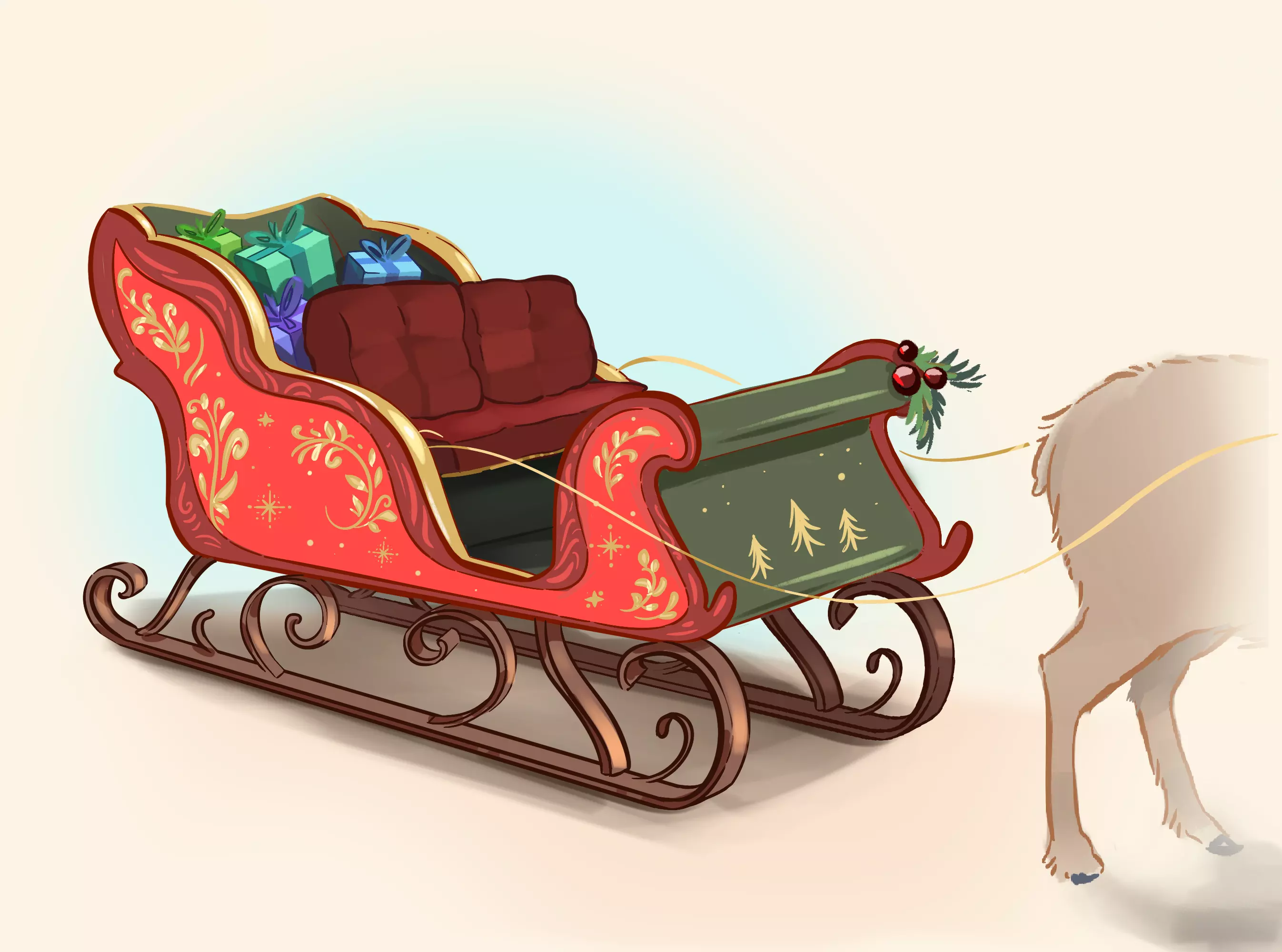 dessin du traîneau de père noël