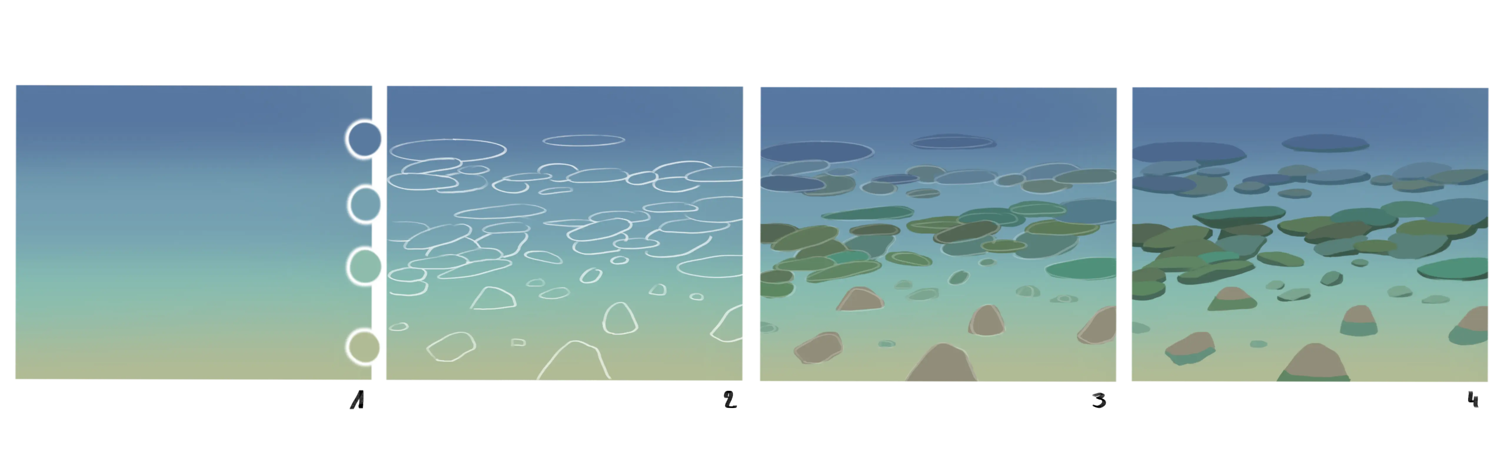 dessiner la base d'un fond marin transparent