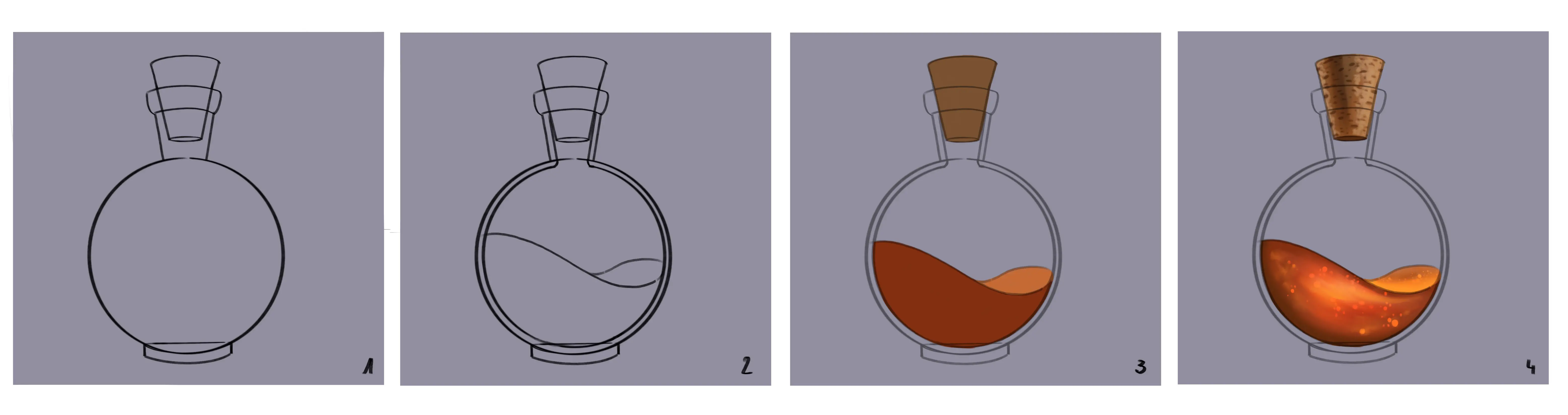 dessiner les formes d’une fiole transparente
