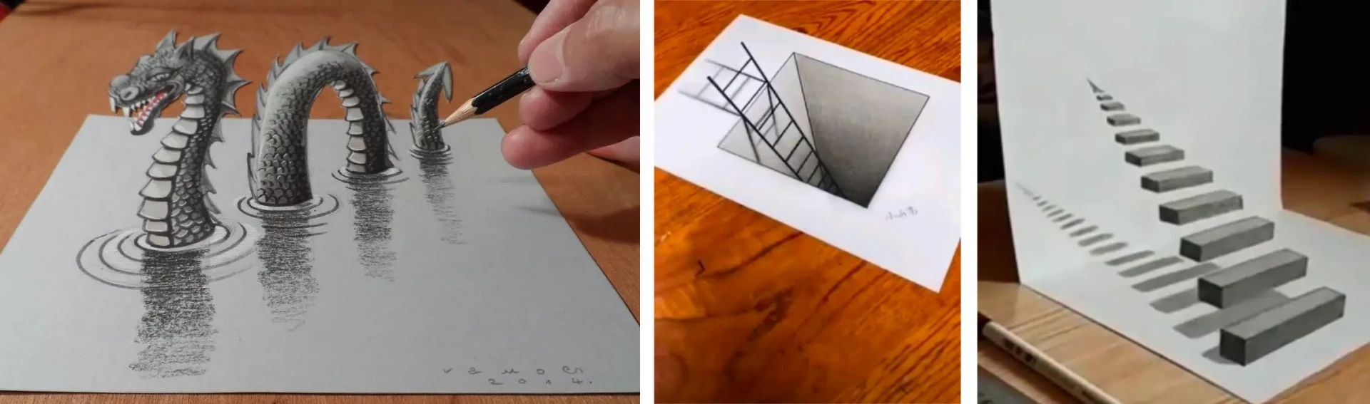 Beispiele für Trompe-l'œil-Zeichnungen