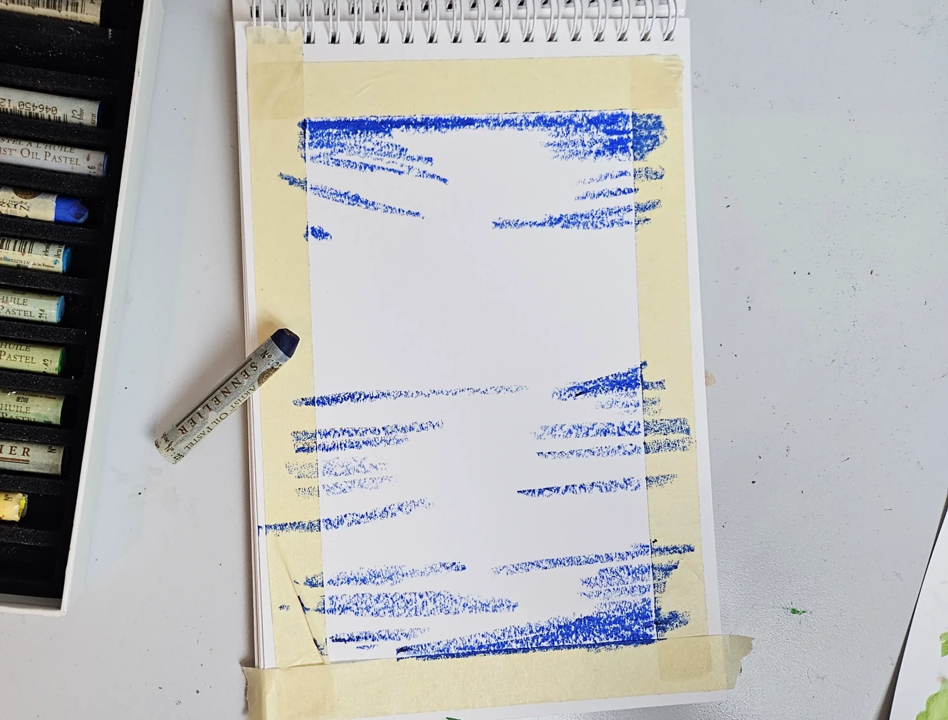 dessiner la base d’un coucher de soleil aux pastels à l’huile