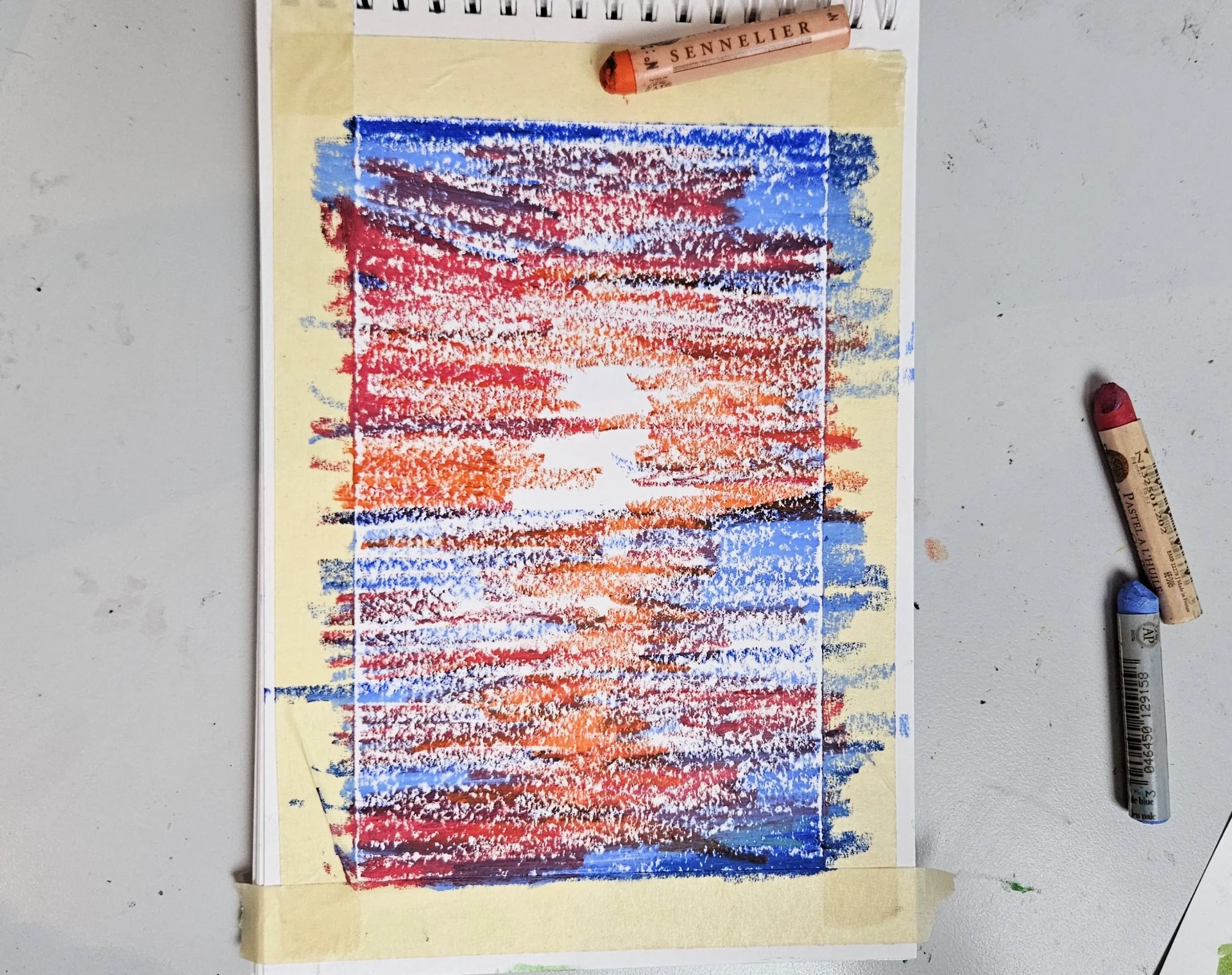 dessiner le dégradé d’un coucher de soleil aux pastels à l’huile