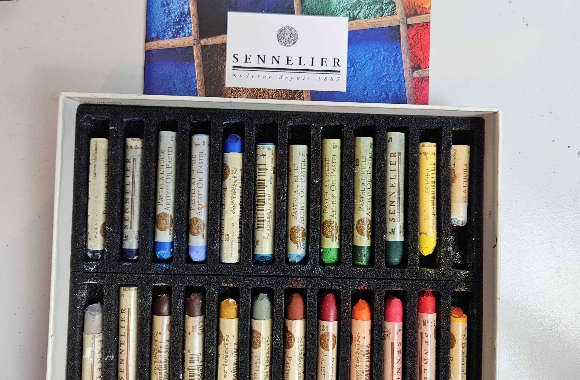 le matériel pour dessiner avec des pastels à l’huile