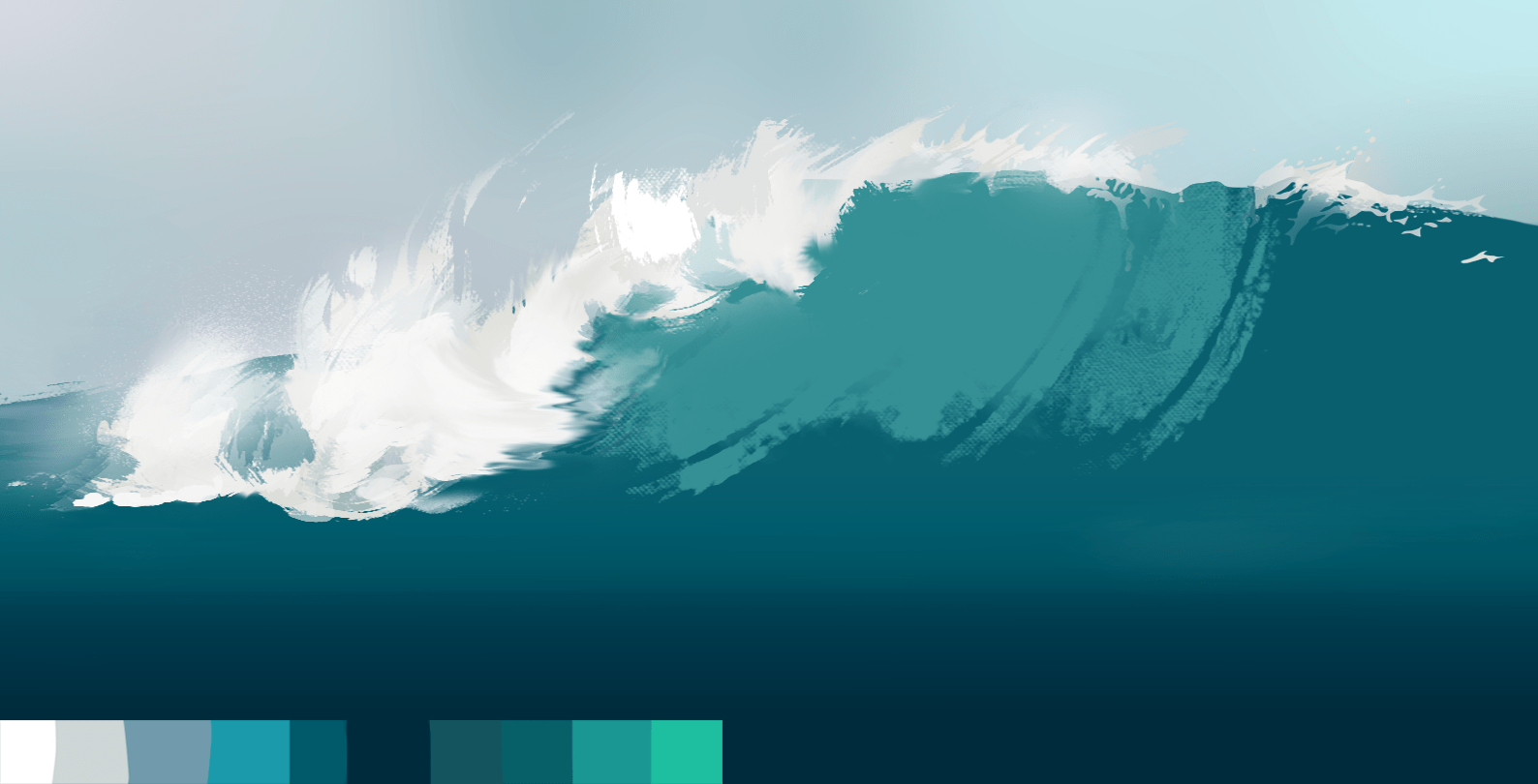 teinte de couleur plus claire pour le haut de la vague