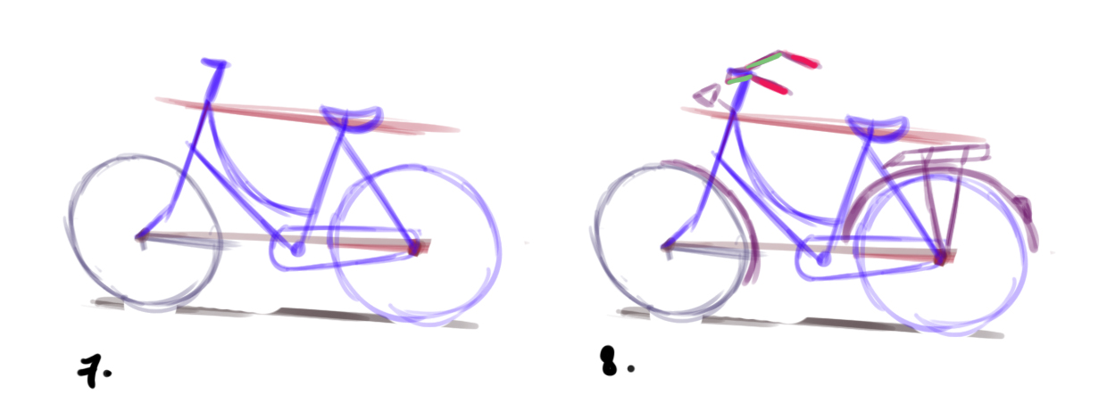croquis des accessoires du vélo