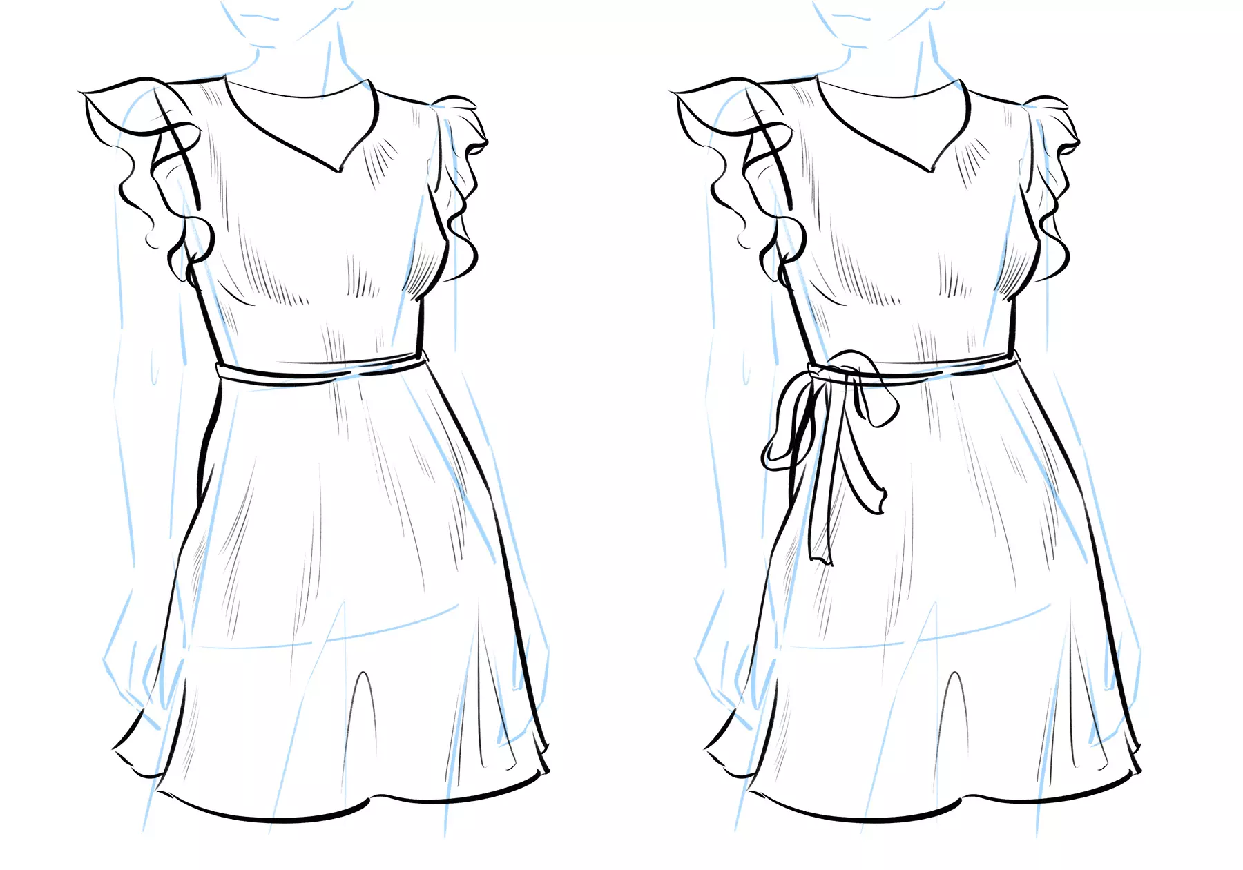 dessin de la ceinture d’une robe
