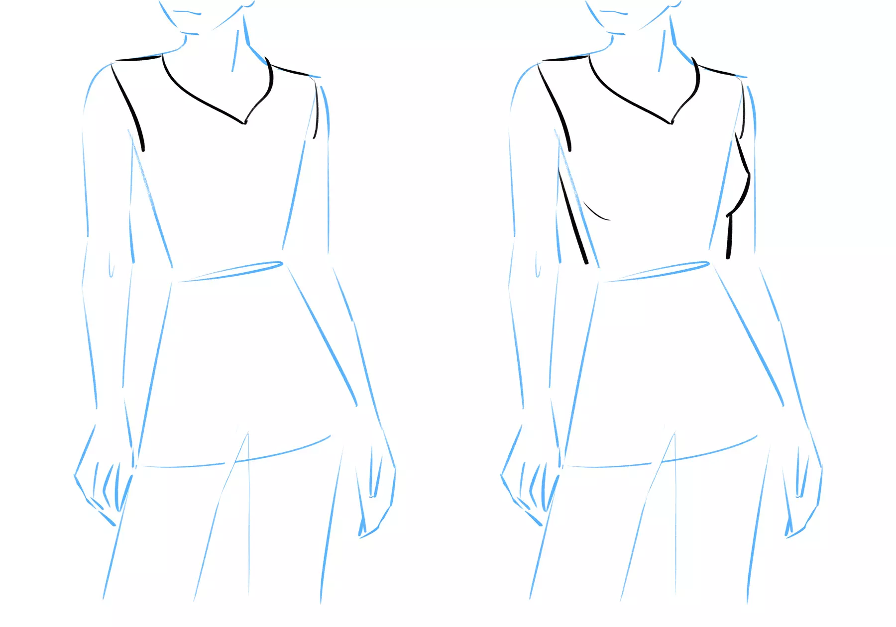 dessin du col d’une robe