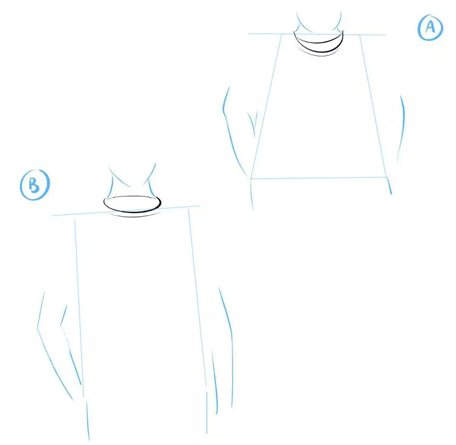 dessin du col d’un t-shirt