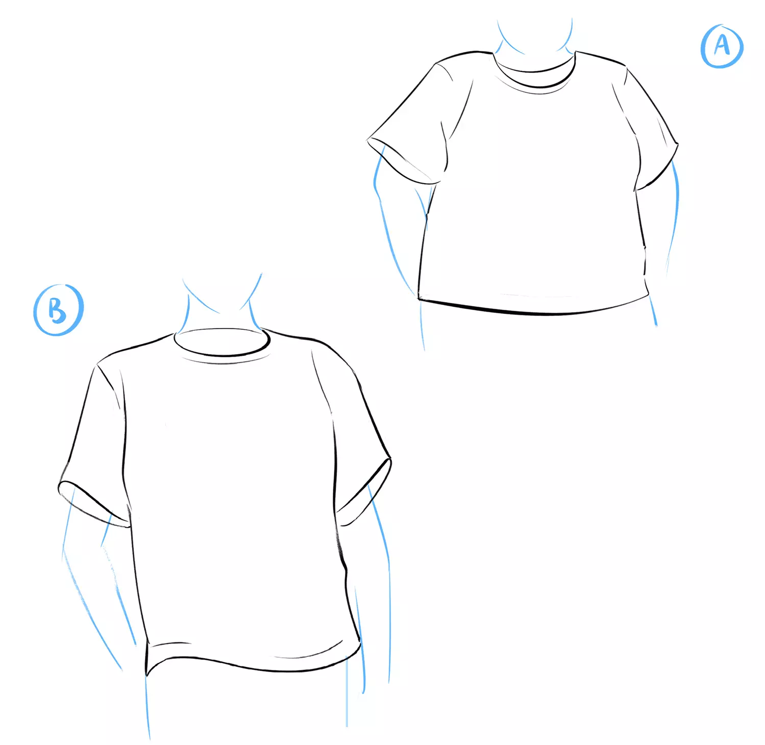 dessin des plis d’un t-shirt