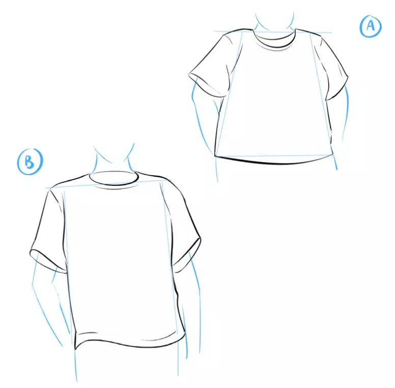 dessin des manches d’un t-shirt