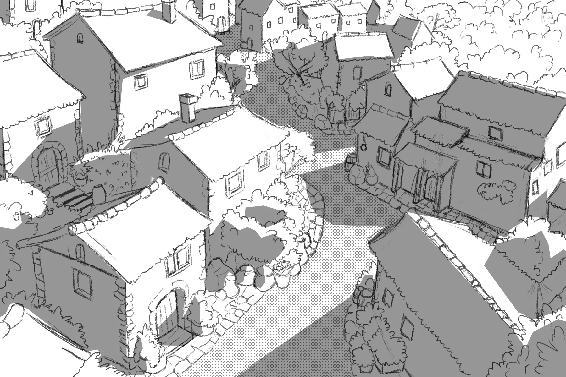 dibujar las texturas de un pueblo