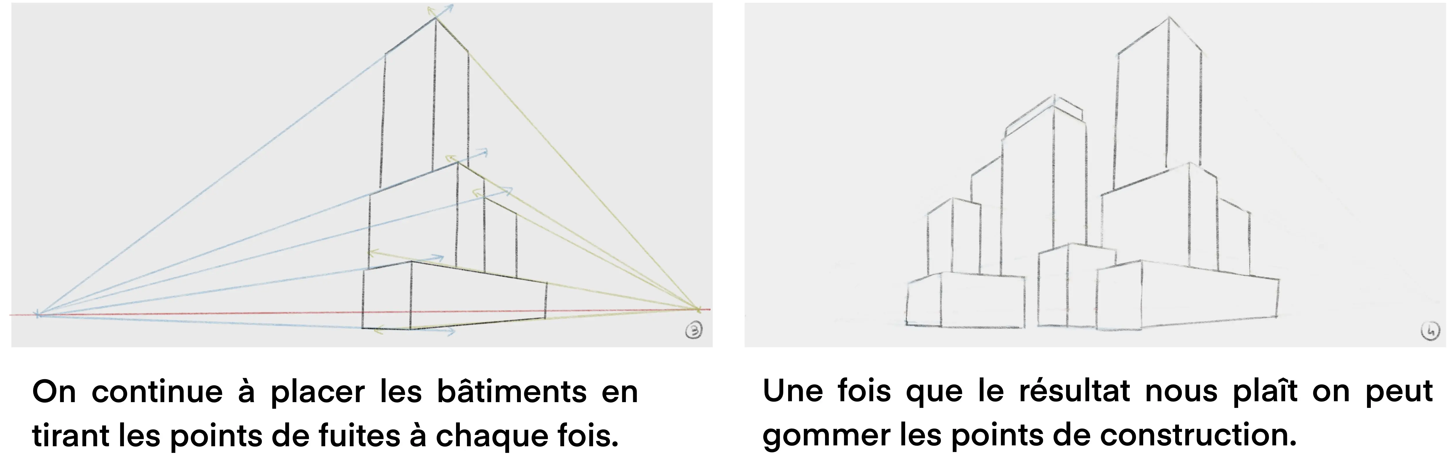 dessiner les bâtiments d’une ville en perspective