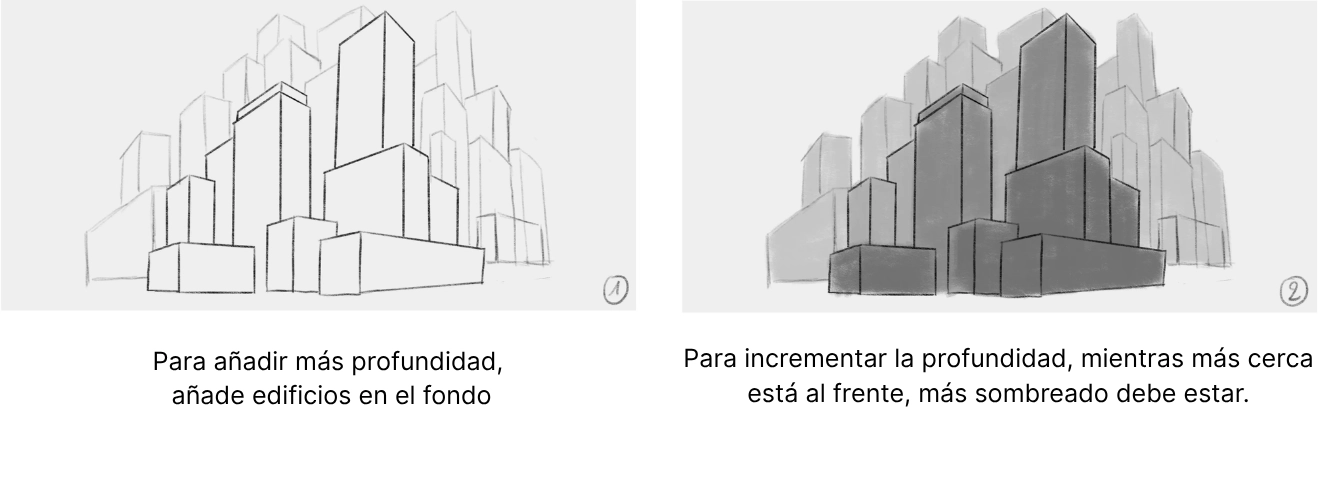 dibujar profundidad en una ciudad en perspectiva