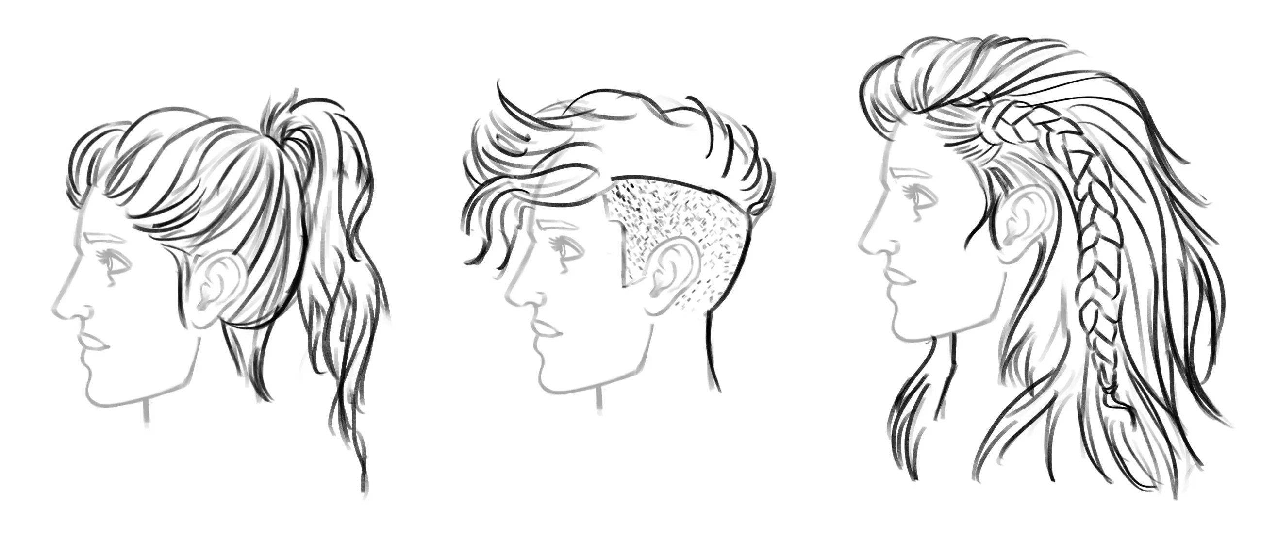 exemples de dessins de cheveux