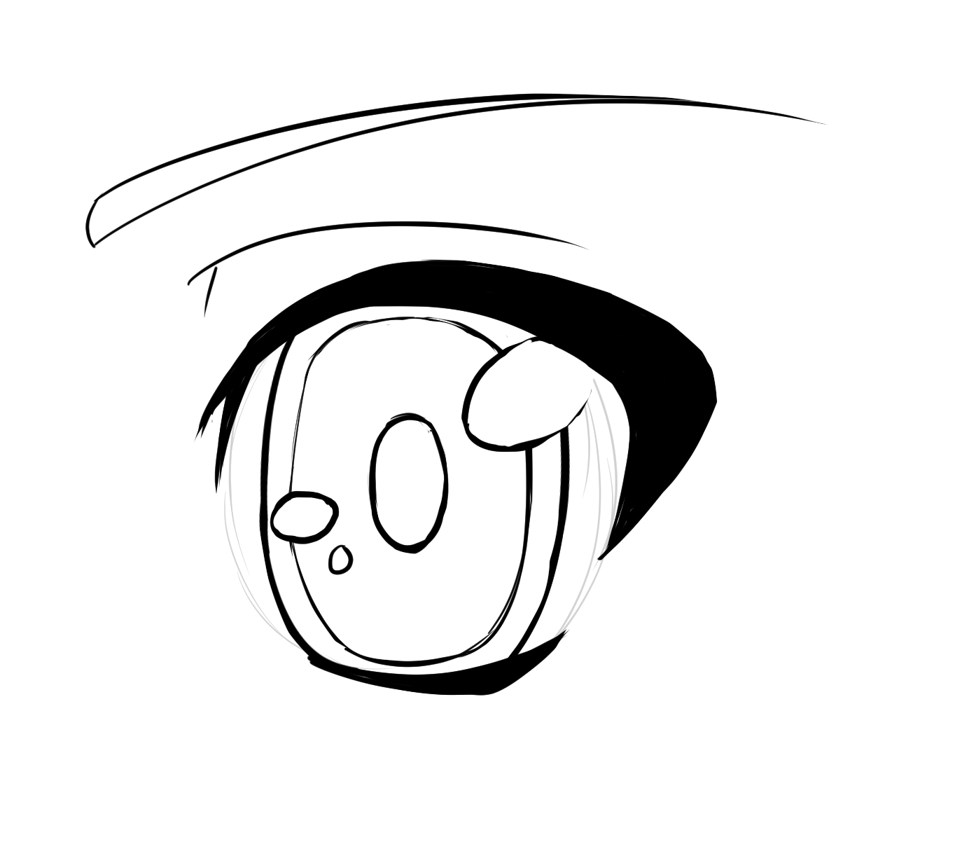 colorier les cils de l’œil manga en noir